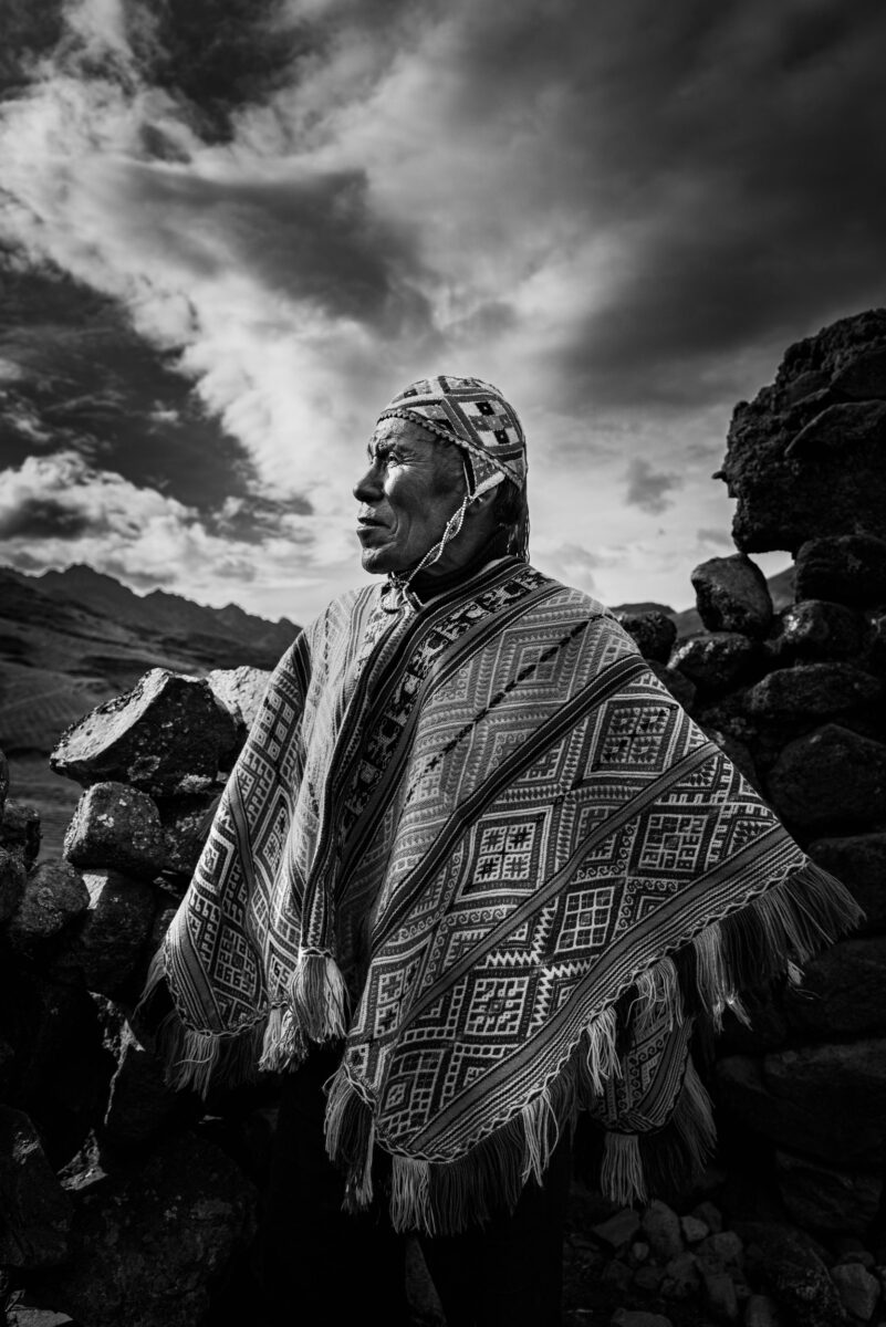 black and white portrait photo of man in Pampallacta, Peru by Thibault Gerbaldi