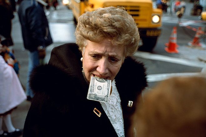 color street photo of woman in new york by Jeff Mermelstein