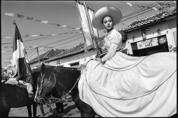 black and white photo of Parade queen, Festival de la Virgen de Guadalupe, Chiapas, Mexico by Jenna Mulhall-Brereton