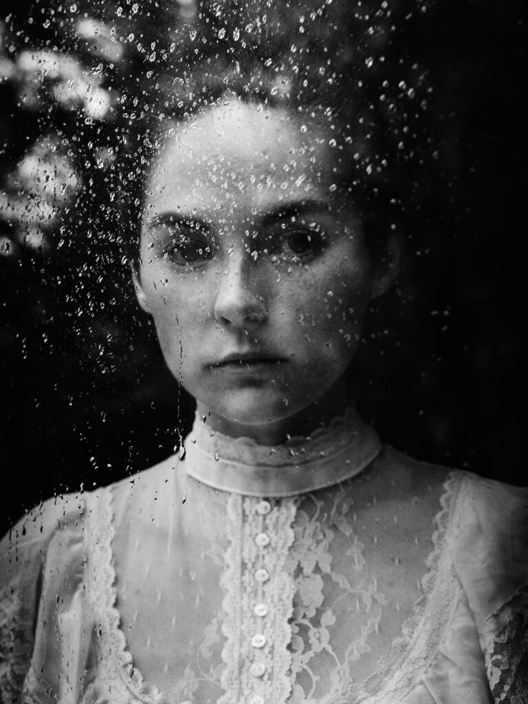 black and white fashion fine art portrait photography of a woman by Nirav Patel