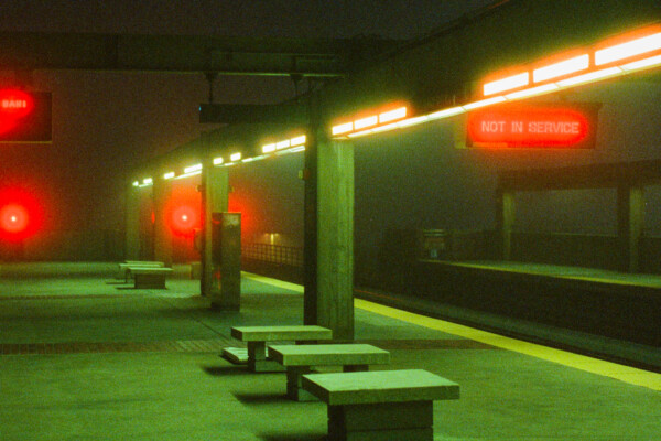 Chromatic Memories - Color photography by Joshua Amirthasingh. Metro station at night, with red neon signs